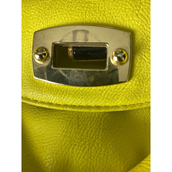 Bright Yellow Faux Leather Satchel Handbag with Adjustable Strap - Picture 4 of 6